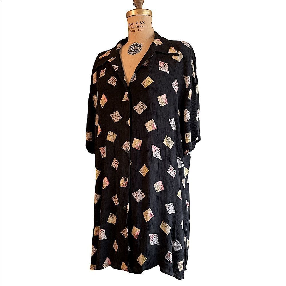 Black and Snake print button down shirt - Vintage Norton McNaughton